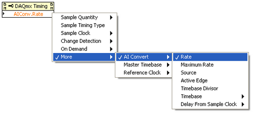 DAQmx Timing property AIConv.Rate selection screenshot