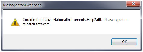 Could not initialize NationalInstruments.Help2.dll