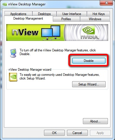nvidia nview desktop manager not opening