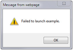 Meesage from webpage - Failed to launch